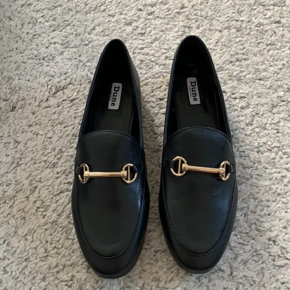 💎NWT Dune London Black Leather Metal Trim Loafers💎 - Picture 2 of 7
